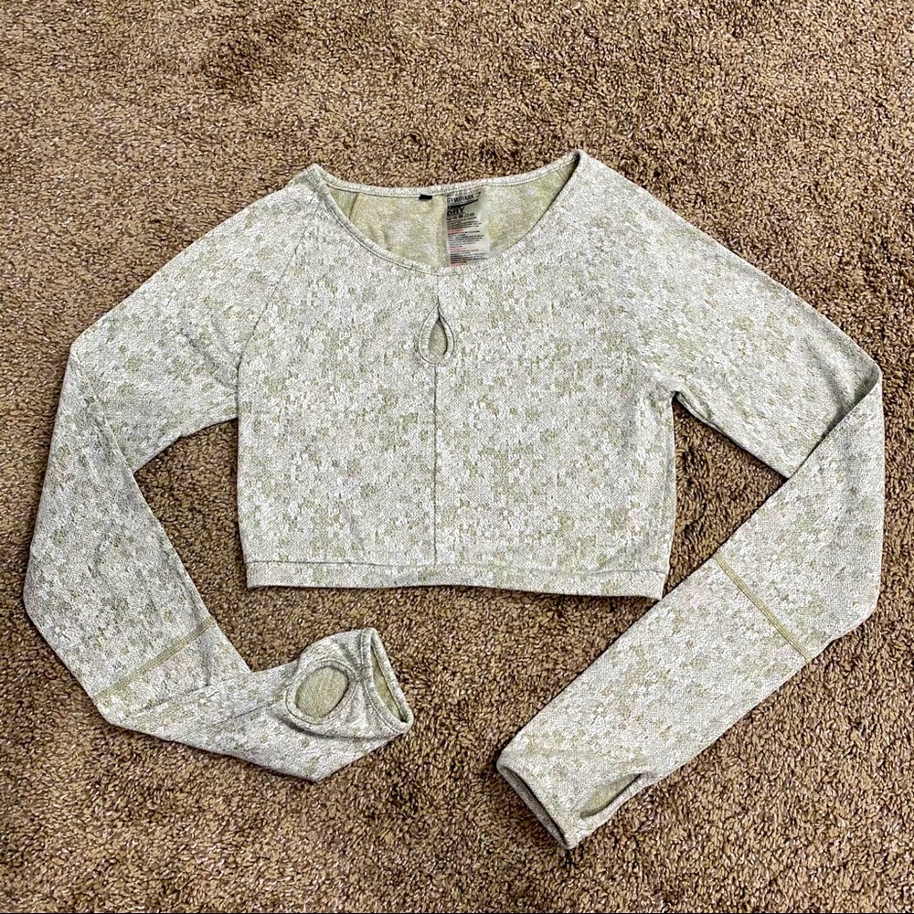 Gymshark Fleur Texture Crop Top Washed Khaki Marl